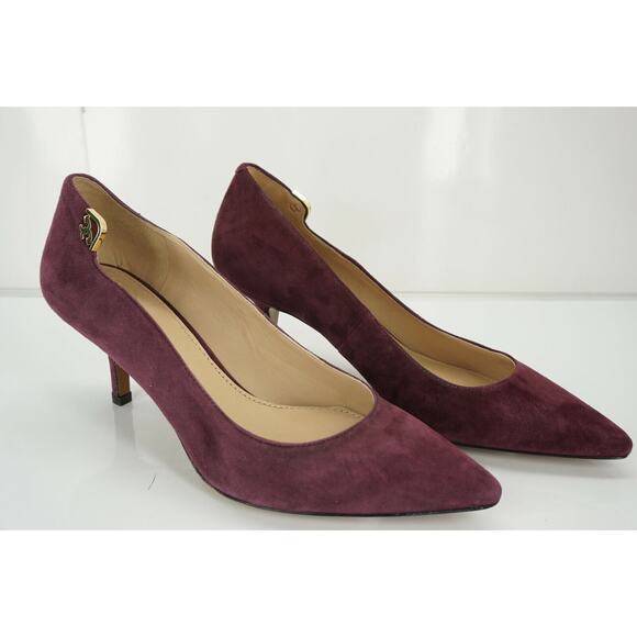 Tory Burch Purple Suede Elizabeth High Heel Pointy Toe Pumps - Picture 3 of 10